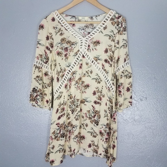 Kori America Ivory Floral Print Tunic Size Small - Picture 1 of 8